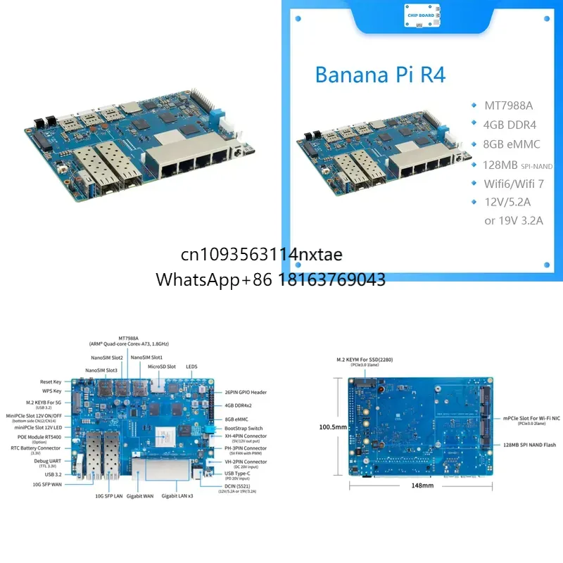 Bananapi Bpi R4 Wifi 7 - 2026 Горячий год! Плата Banana Pi